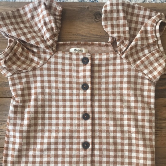 Madewell Gingham Top, Brown & Cream, Size XS - Picture 1 of 4